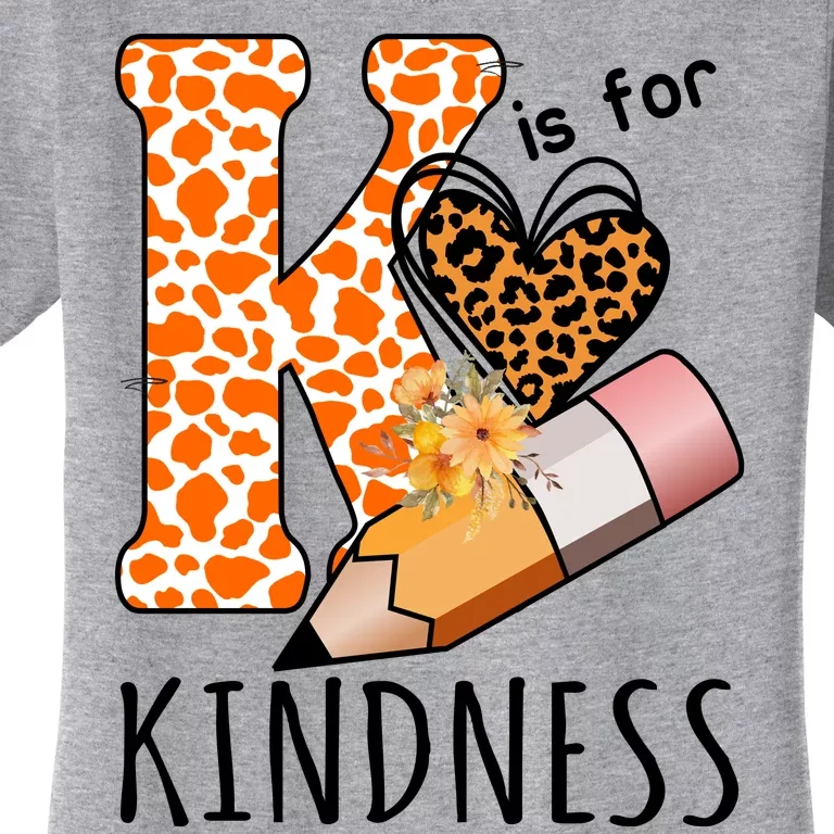 K Is For Kindness Kindergarten Cheetah Women's T-Shirt