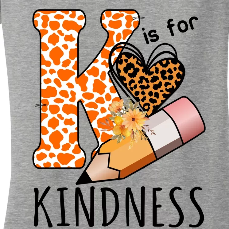 K Is For Kindness Kindergarten Cheetah Women's V-Neck T-Shirt