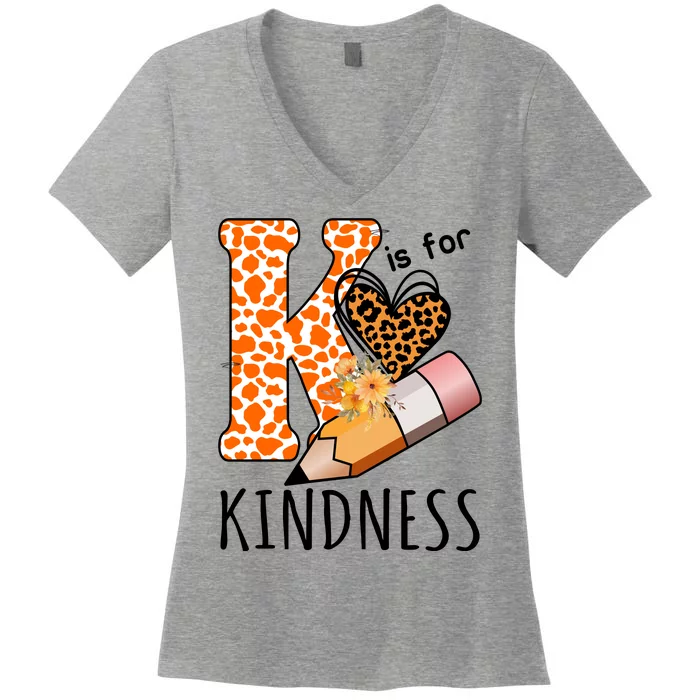 K Is For Kindness Kindergarten Cheetah Women's V-Neck T-Shirt