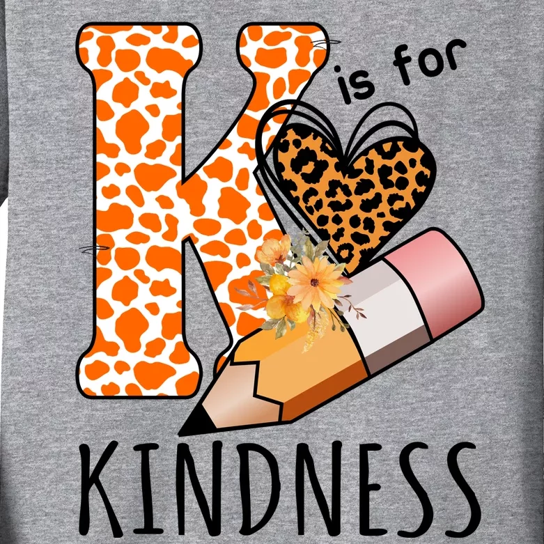 K Is For Kindness Kindergarten Cheetah Kids Long Sleeve Shirt