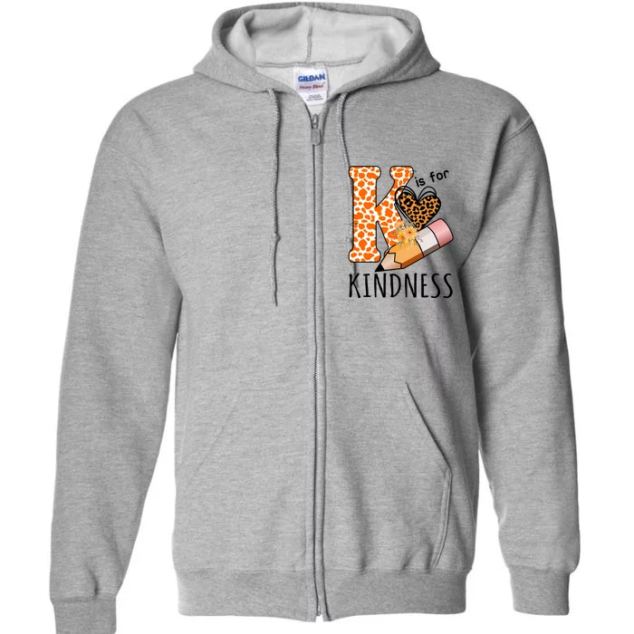 K Is For Kindness Kindergarten Cheetah Full Zip Hoodie