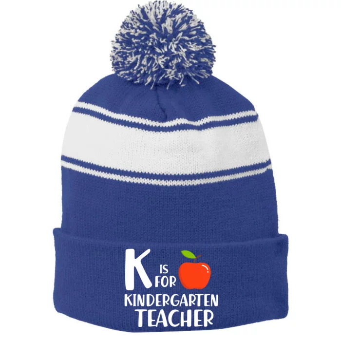 K Is For Kindergarten Teacher Kindergarten Teachers Gift Stripe Pom Pom Beanie