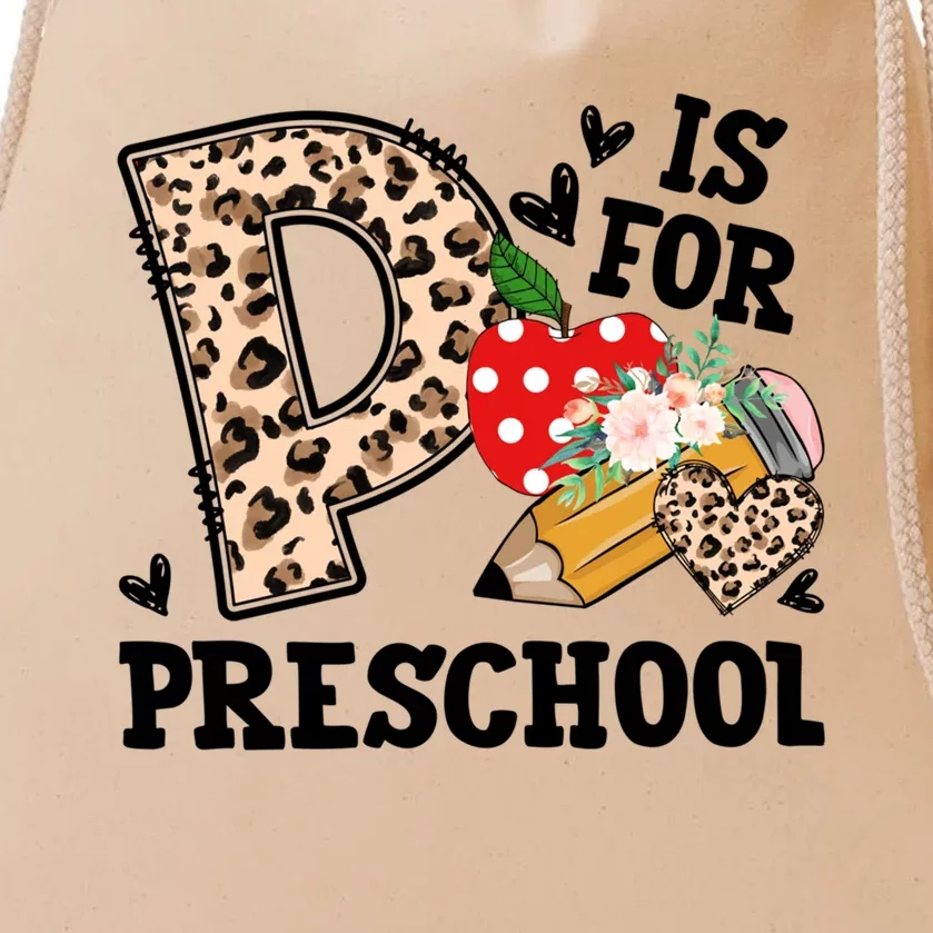 K Is For Preschool Leopard Back To School Teacher Students Funny Gift Drawstring Bag