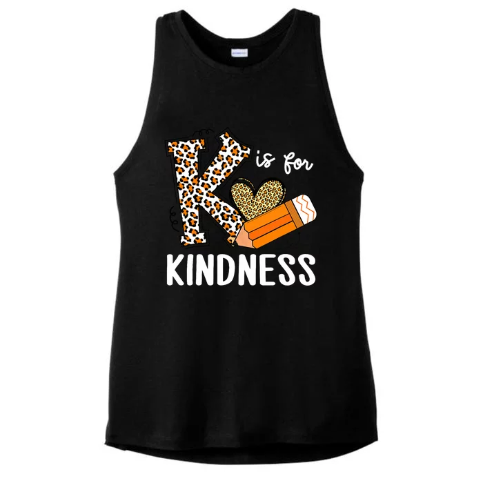 K Is For Kindness Orange Anti Bullying Unity Day Teacher Ladies Tri-Blend Wicking Tank