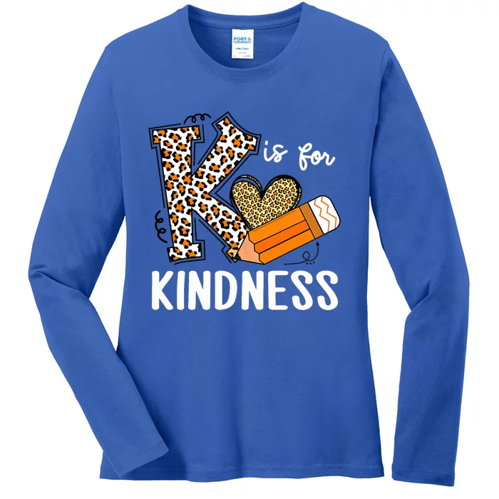 K Is For Kindness Orange Anti Bullying Unity Day Teacher Ladies Long Sleeve Shirt