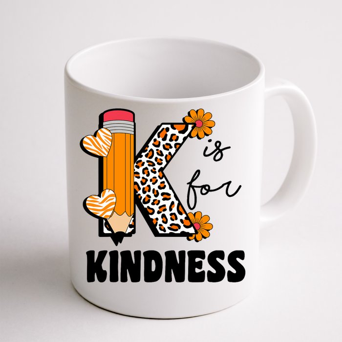 K Is For Kindness Orange Anti Bullying Unity Day Teacher Front & Back Coffee Mug