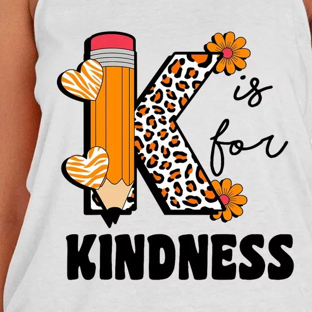 K Is For Kindness Orange Anti Bullying Unity Day Teacher Women's Knotted Racerback Tank