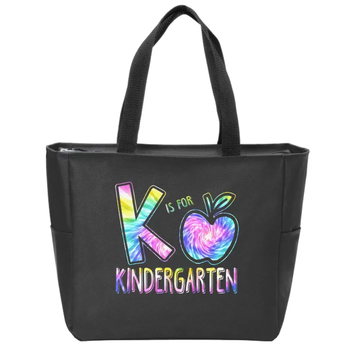 K Is For Kindergarten Teacher Tie Dye Back to School Kinder Zip Tote Bag