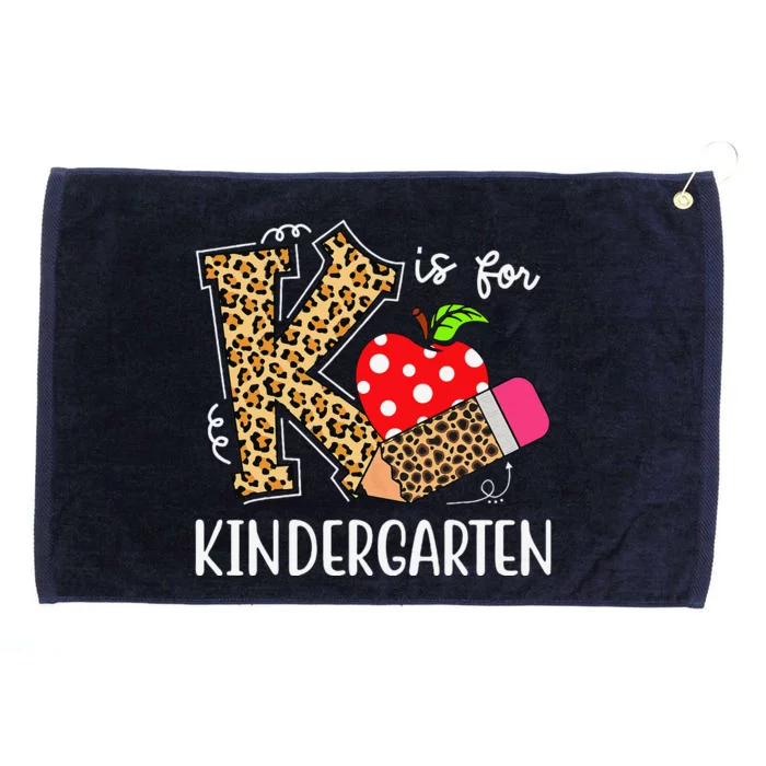 K Is For Kindergarten Teacher Leopard Back To School Kinder Grommeted Golf Towel