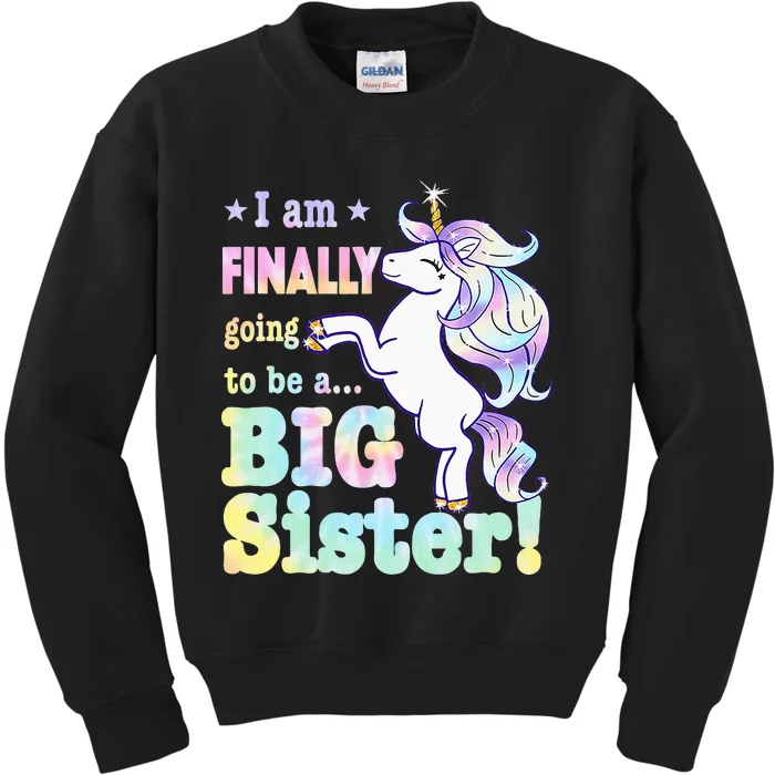 Kids Im Finally Going To Be A Big Sister Unicorn Kids Sweatshirt