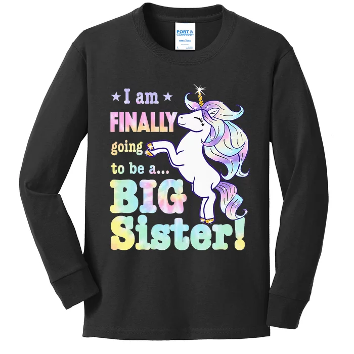 Kids Im Finally Going To Be A Big Sister Unicorn Kids Long Sleeve Shirt