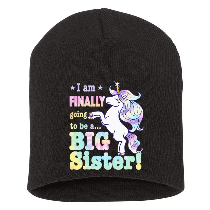 Kids Im Finally Going To Be A Big Sister Unicorn Short Acrylic Beanie