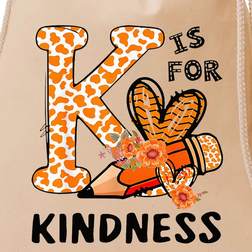 K Is For Kindness Orange Anti Bullying Unity Day Drawstring Bag