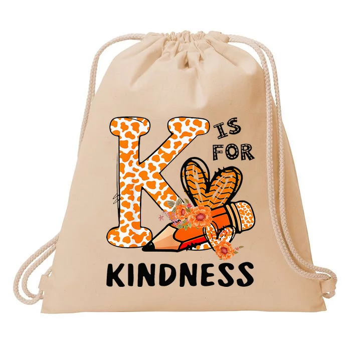 K Is For Kindness Orange Anti Bullying Unity Day Drawstring Bag