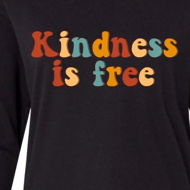 Kindness Is Free Be Kind Retro Womens Cotton Relaxed Long Sleeve T-Shirt