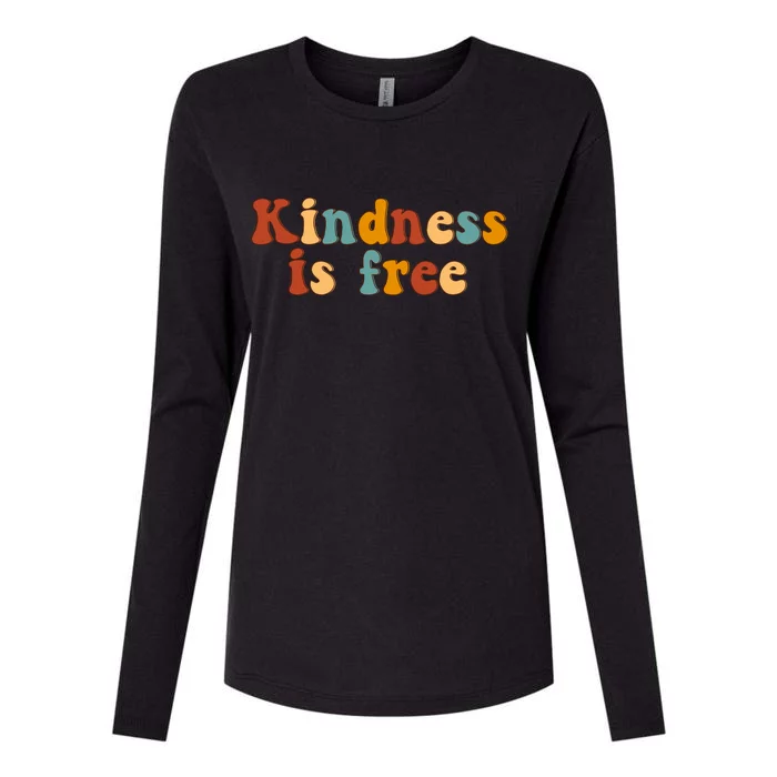 Kindness Is Free Be Kind Retro Womens Cotton Relaxed Long Sleeve T-Shirt