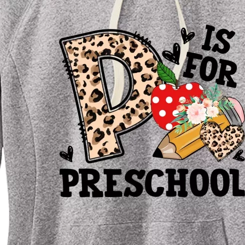 K Is For Preschool Leopard Back To School Teacher Students Cute Gift Women's Fleece Hoodie