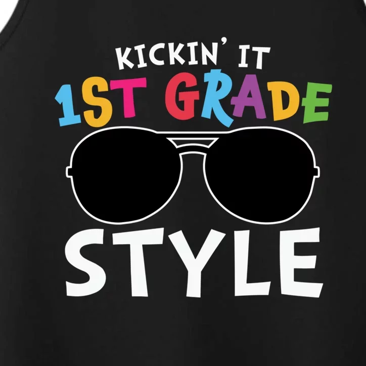 Kickin It First Grade Style Cute 1St Grade Gift Performance Tank