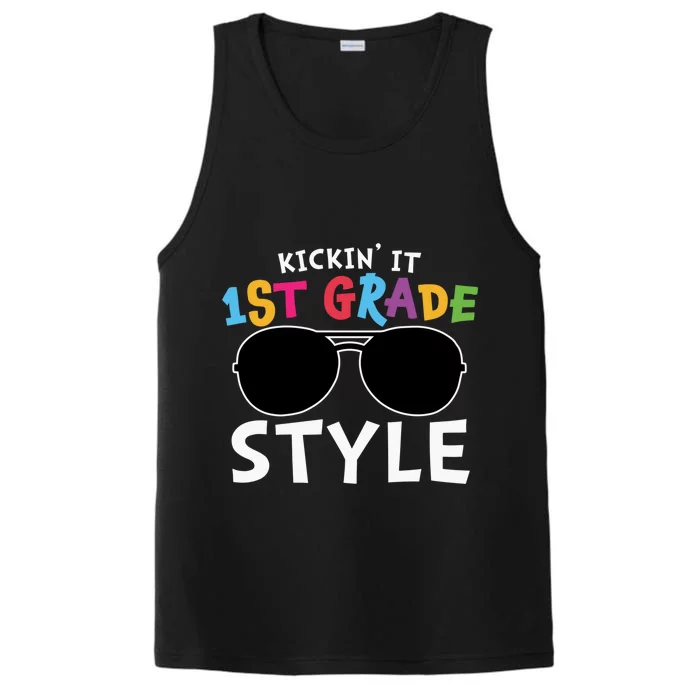 Kickin It First Grade Style Cute 1St Grade Gift Performance Tank