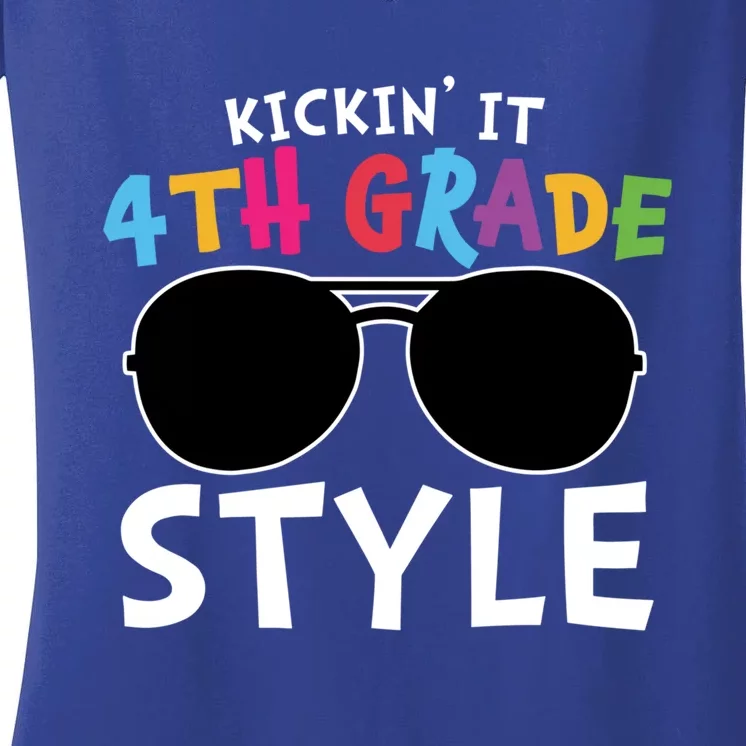 Kickin It Fourth Grade Style Cute 4Th Grade Gift Women's V-Neck T-Shirt