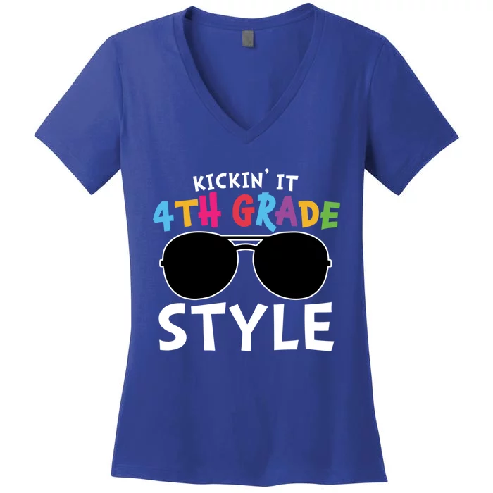 Kickin It Fourth Grade Style Cute 4Th Grade Gift Women's V-Neck T-Shirt