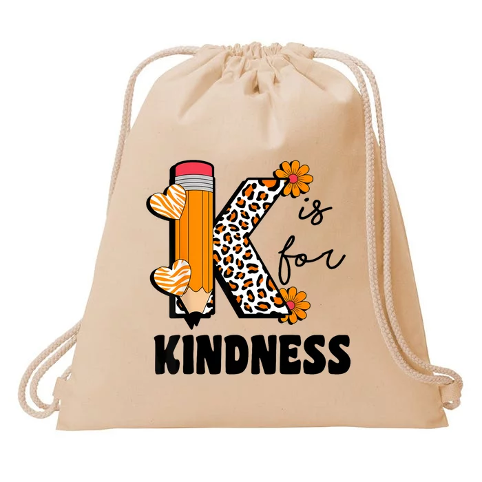 K Is For Kindness Orange Anti Bullying Unity Day Teacher Drawstring Bag