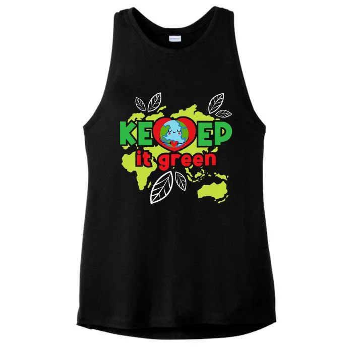 Keep It Green Environmental Protection Earth Day Climate Ladies Tri-Blend Wicking Tank