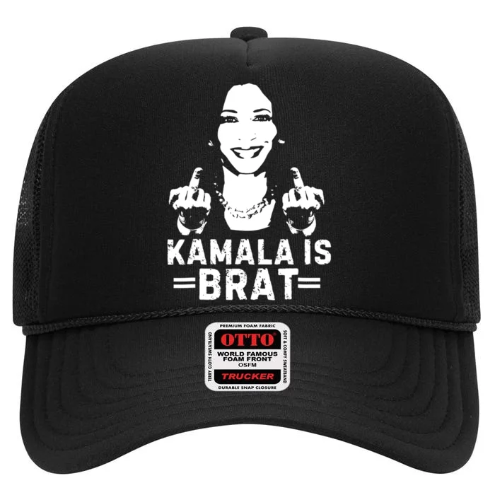 Kamala Is Green Brat High Crown Mesh Trucker Hat