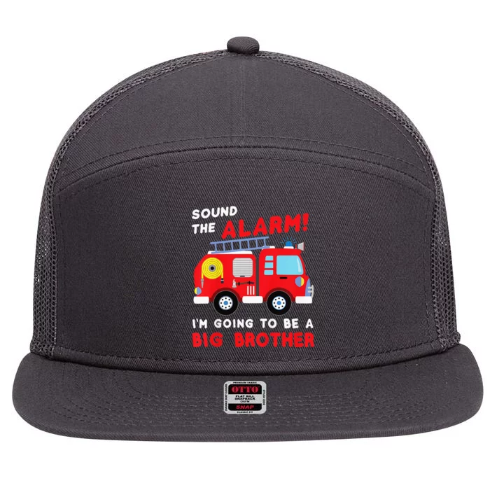 Kids Im Going To Be A Big Brother Firetruck Baby Reveal 7 Panel Mesh Trucker Snapback Hat