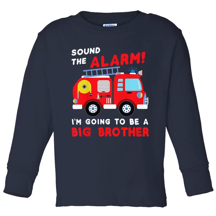 Kids Im Going To Be A Big Brother Firetruck Baby Reveal Toddler Long Sleeve Shirt