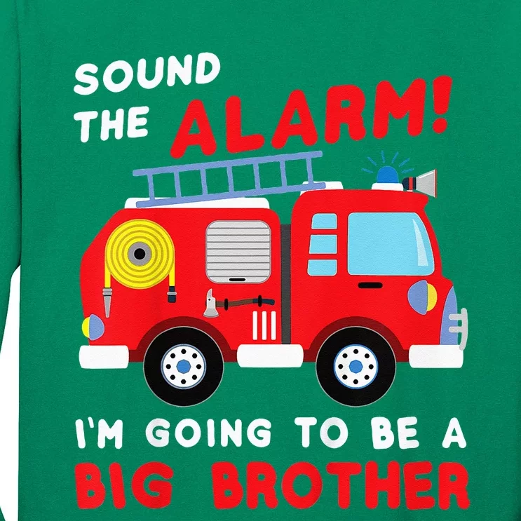 Kids Im Going To Be A Big Brother Firetruck Baby Reveal Long Sleeve Shirt