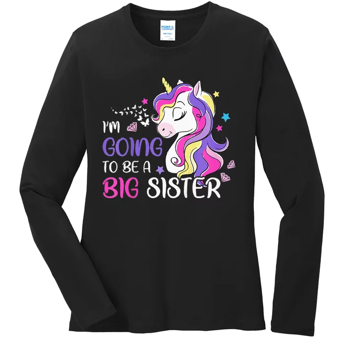 Kids Im Going To Be A Big Sister Unicorn Ladies Long Sleeve Shirt