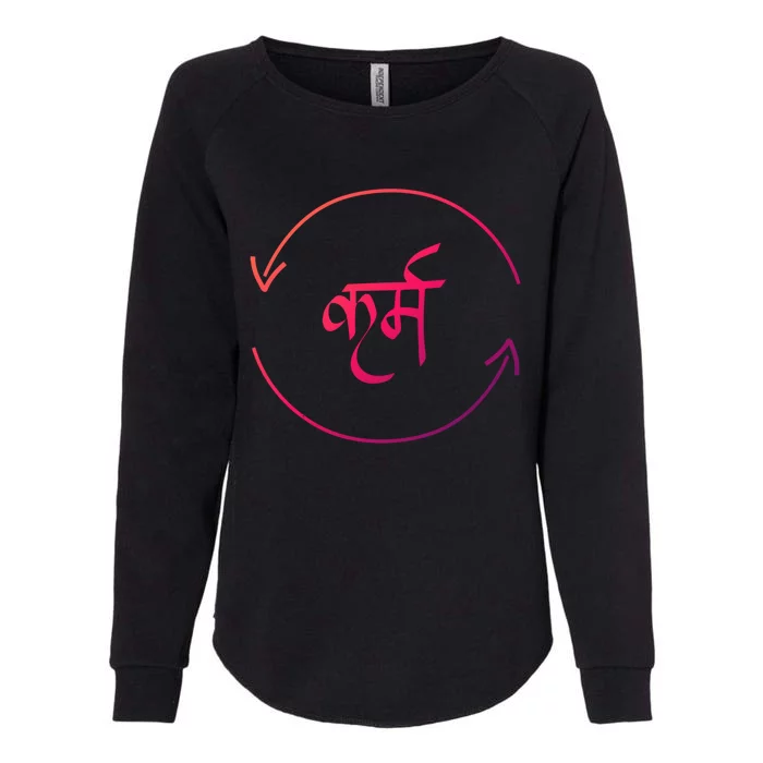 Karma In Hindi Cycle Of Life Spirituality Hindu Dharma Gift Womens California Wash Sweatshirt