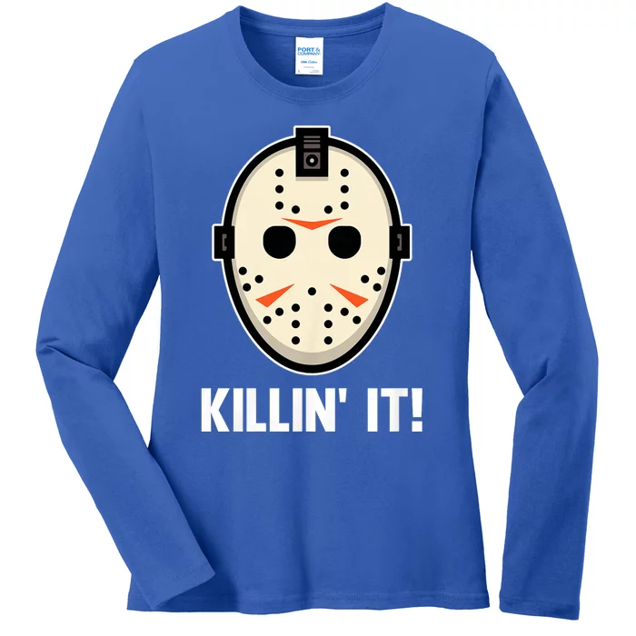 Killin It Lazy Diy Halloween Costume Funny Horror Movie Ladies Long Sleeve Shirt