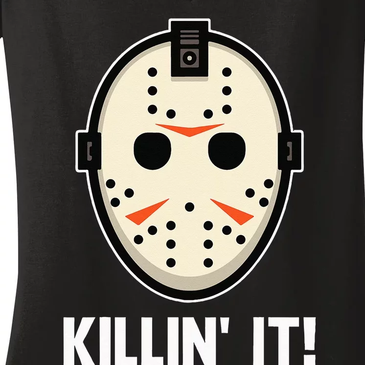 Killin It Lazy DIY Halloween Costume Funny Horror Movie Women's V-Neck T-Shirt