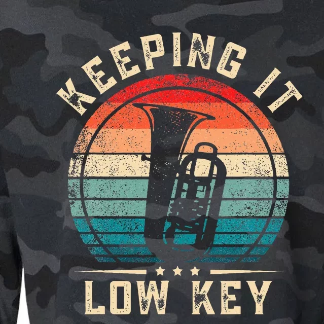 Keeping It Low Key Funny Tuba Cropped Pullover Crew