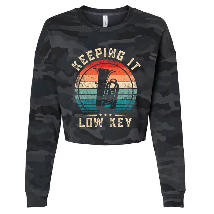 Keeping It Low Key Funny Tuba Cropped Pullover Crew