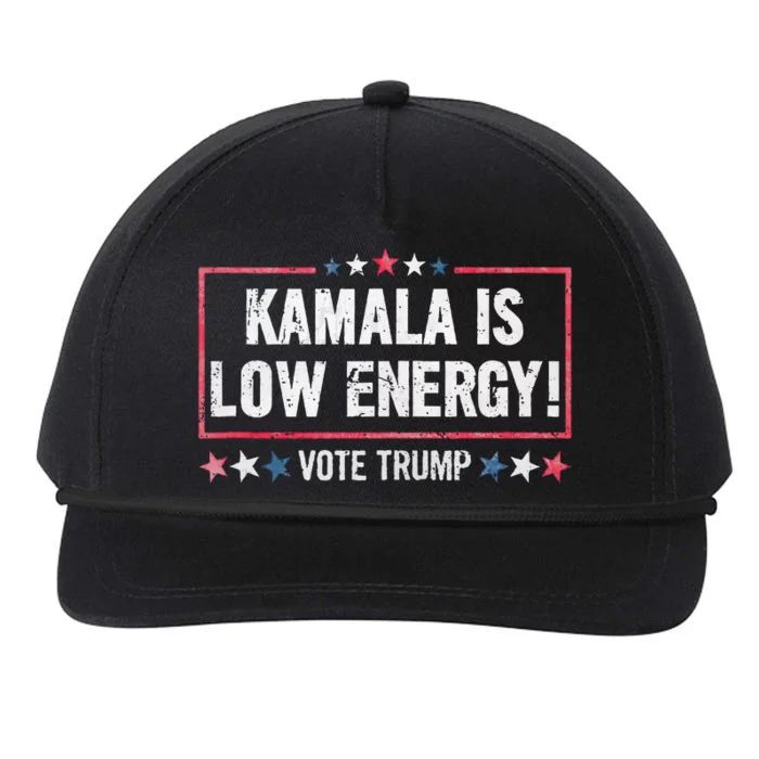 Kamala Is Low Energy Donalod Trump 2024 Quote Snapback Five-Panel Rope Hat