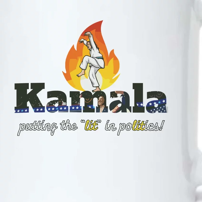 Kamala Is Lit Crane Kick. Activism Black Color Changing Mug