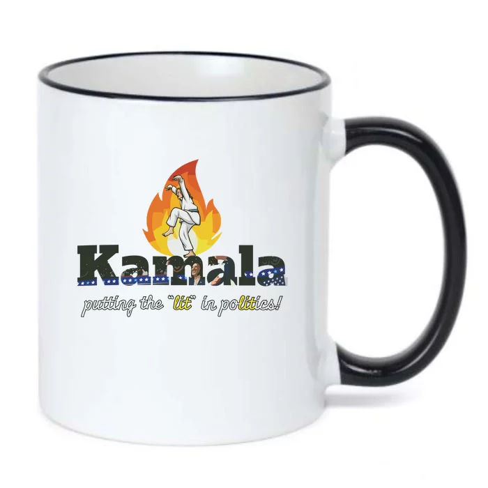 Kamala Is Lit Crane Kick. Activism Black Color Changing Mug