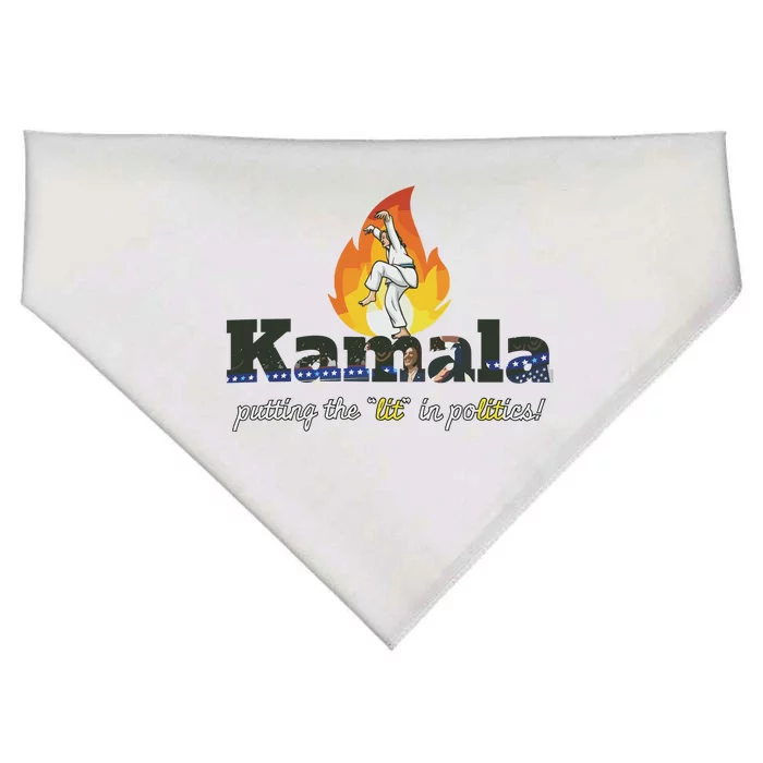 Kamala Is Lit Crane Kick. Activism USA-Made Doggie Bandana