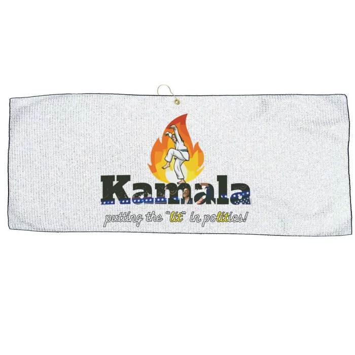 Kamala Is Lit Crane Kick. Activism Large Microfiber Waffle Golf Towel