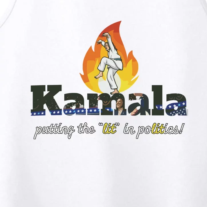 Kamala Is Lit Crane Kick. Activism Performance Tank