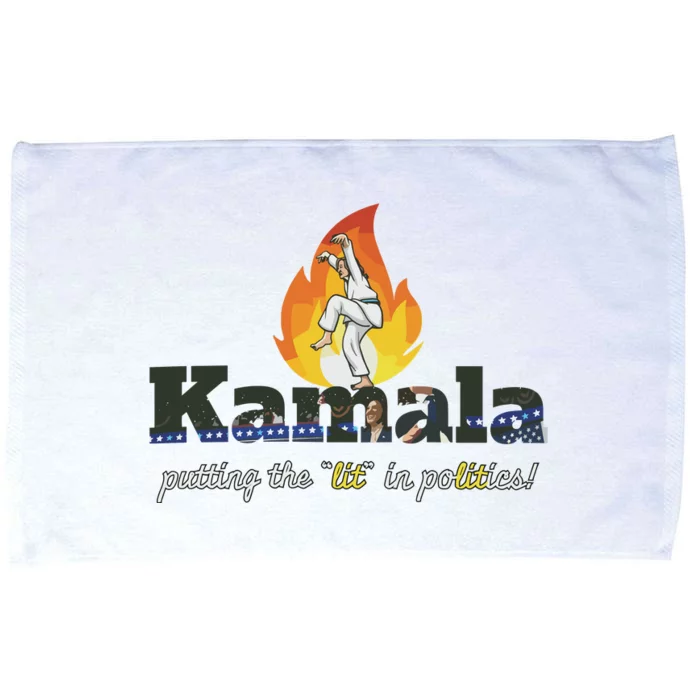 Kamala Is Lit Crane Kick. Activism Microfiber Hand Towel