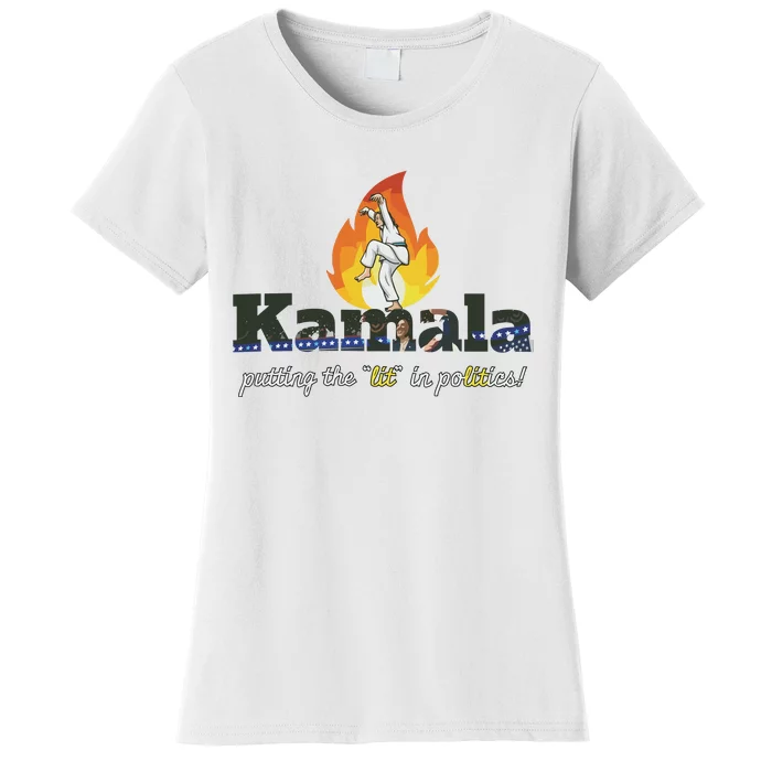 Kamala Is Lit Crane Kick. Activism Women's T-Shirt