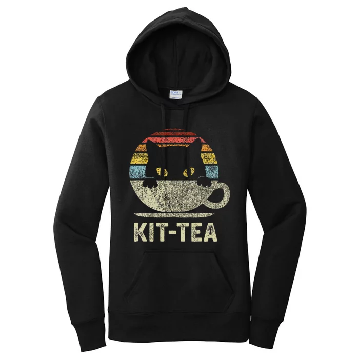 Keeping It Low Keykit Tea Black Kitty Cat Tea Lover Women's Pullover Hoodie