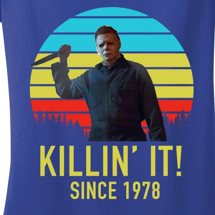 Killin' It Since 1978 Retro Horror Movie Women's V-Neck T-Shirt