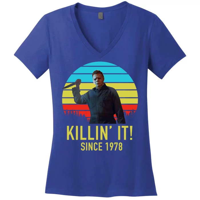 Killin' It Since 1978 Retro Horror Movie Women's V-Neck T-Shirt