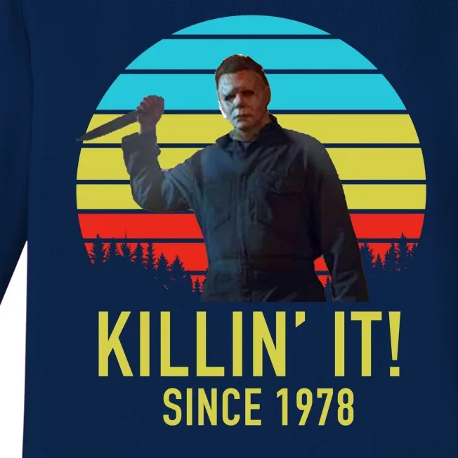 Killin' It Since 1978 Retro Horror Movie Baby Long Sleeve Bodysuit