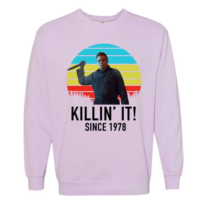 Killin' It Since 1978 Retro Horror Movie Garment-Dyed Sweatshirt